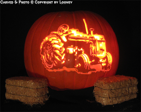 Tractors in Custom Looney Custom Carved Pumpkins & Magic Melons